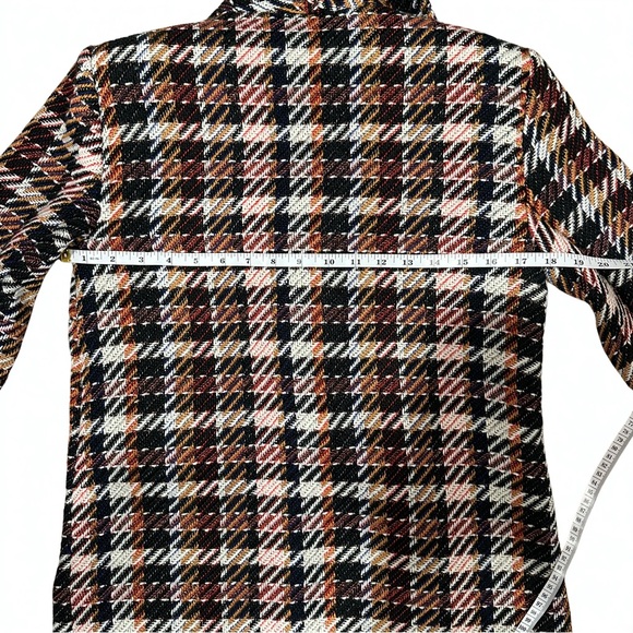 CAbi Regency Coat Plaid Fringe Hem Long Coat Size XS Wool Blend Tweed - Picture 5 of 15